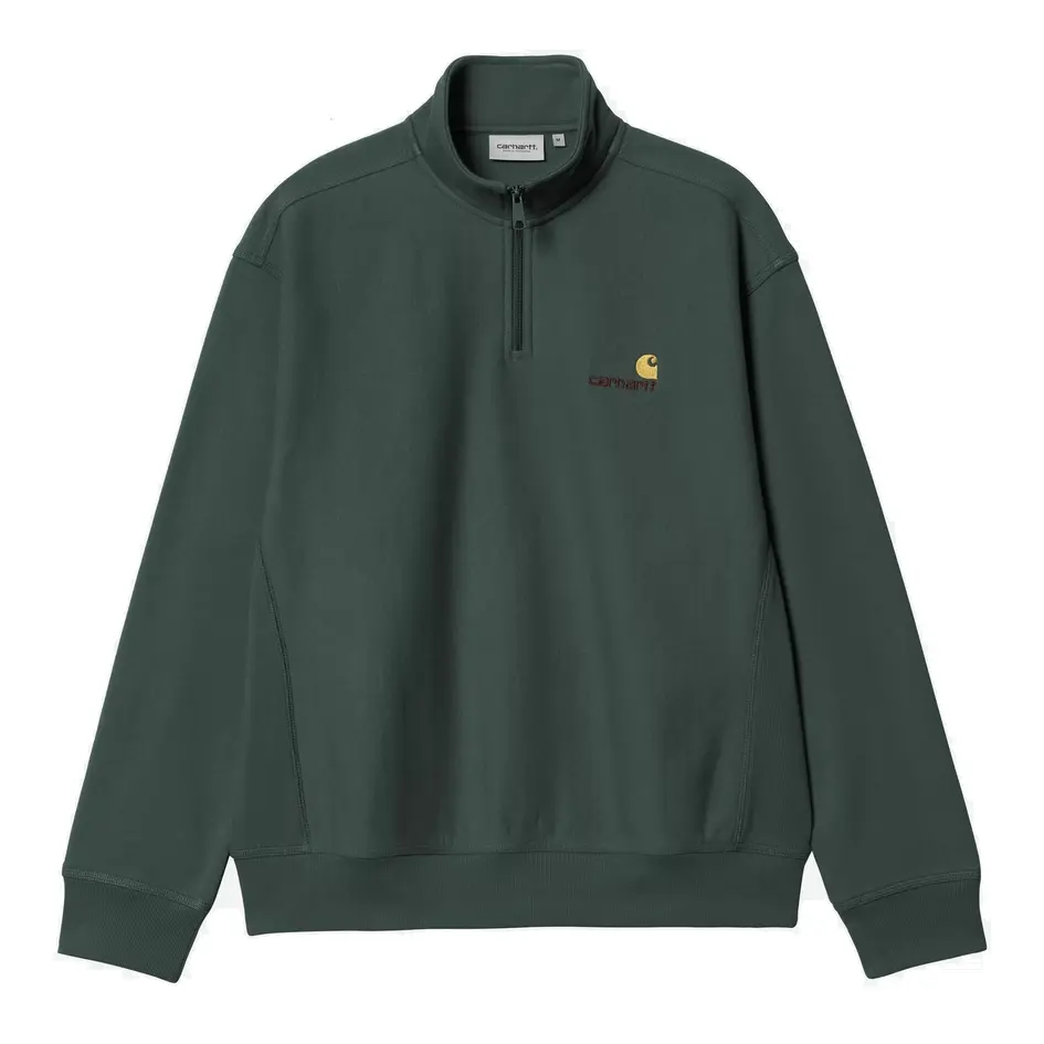 [I027014_3GH_XX] Half Zip American Script Sweat "Kale Green" (XS)