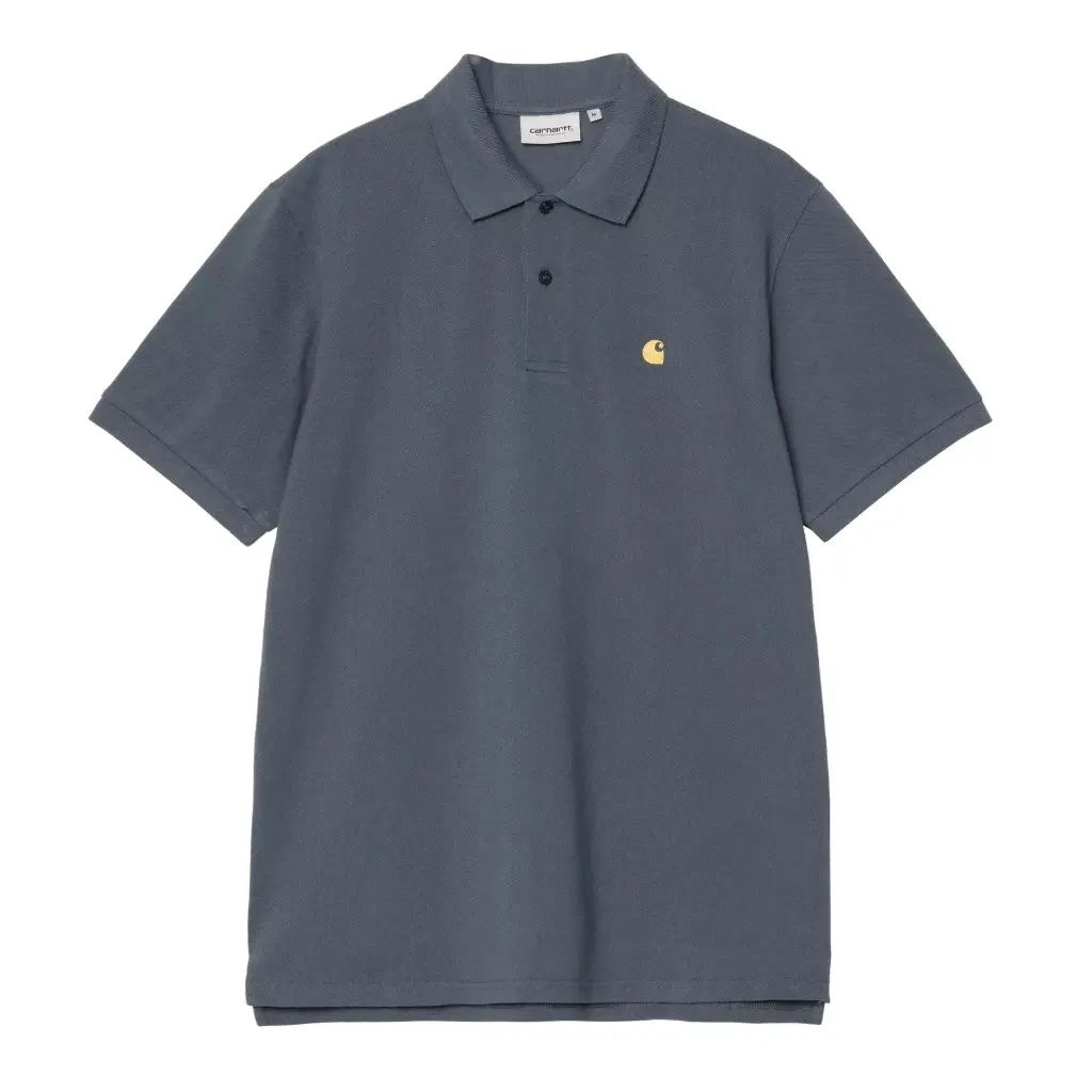[I023807_3LP_XX] S/S Chase Pique Polo "Cozy Blue / Gold" (XS)