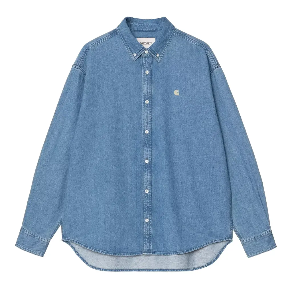 [I034525_01_06] L/S Lucas Shirt "Blue Stone Washed" (XS)