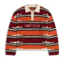 Kente Stripe Knit Polo "Haute Red / Tigerlily" - 2610005