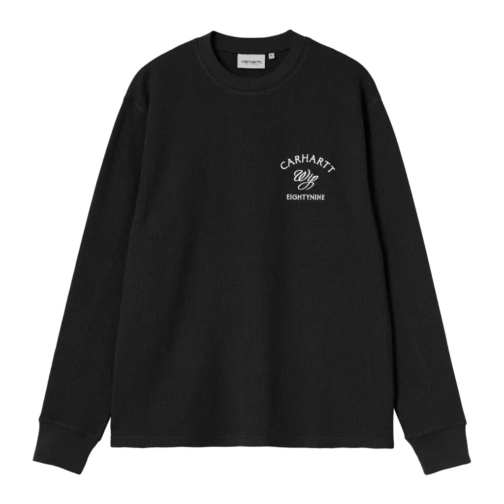 [I036184_0D2_XX] Eightynine Waffle L/S T-Shirt "Black / White" (XS)