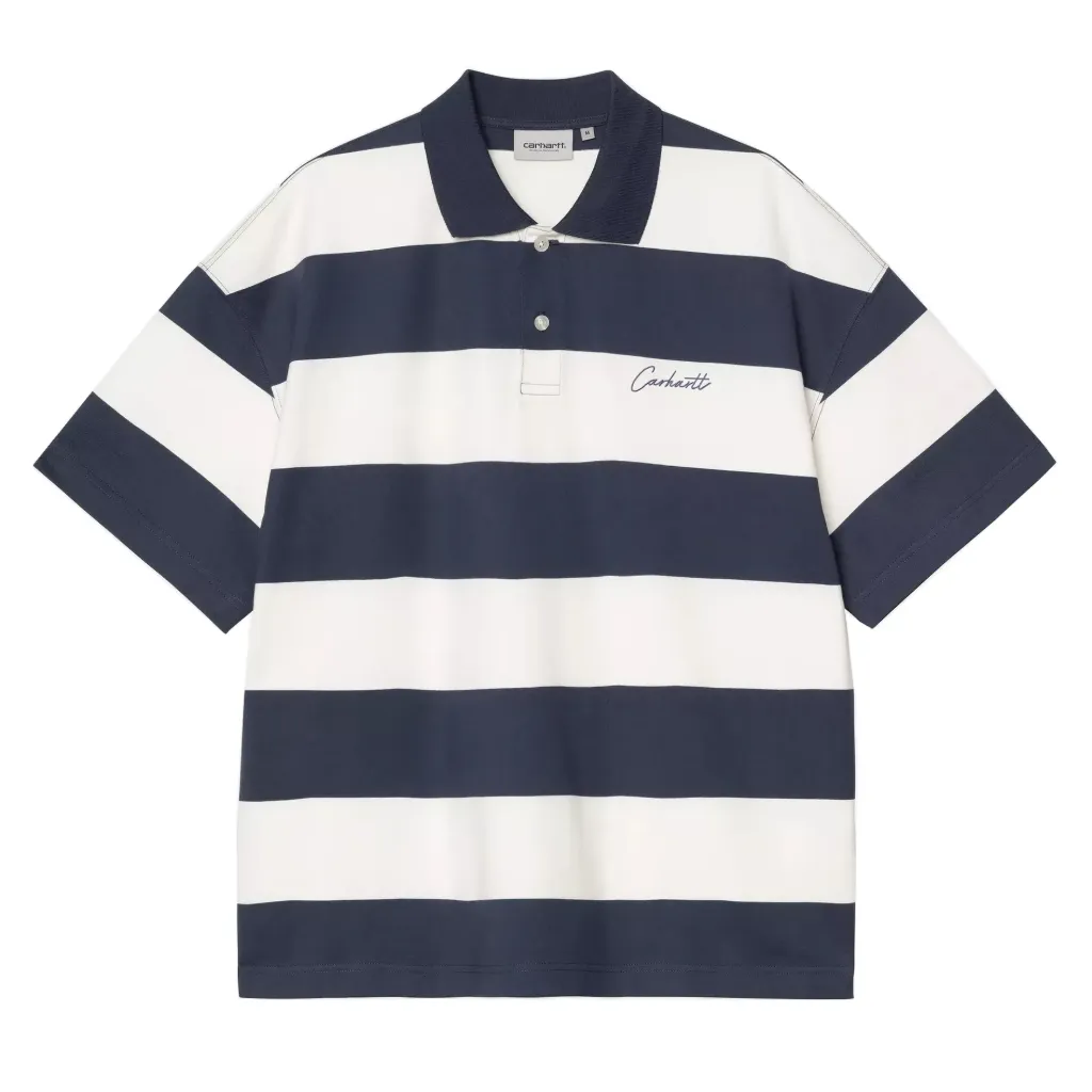 [I036187_3LE_XX] Delray Polo S/S "Delray Stripe / Blue" (XS)
