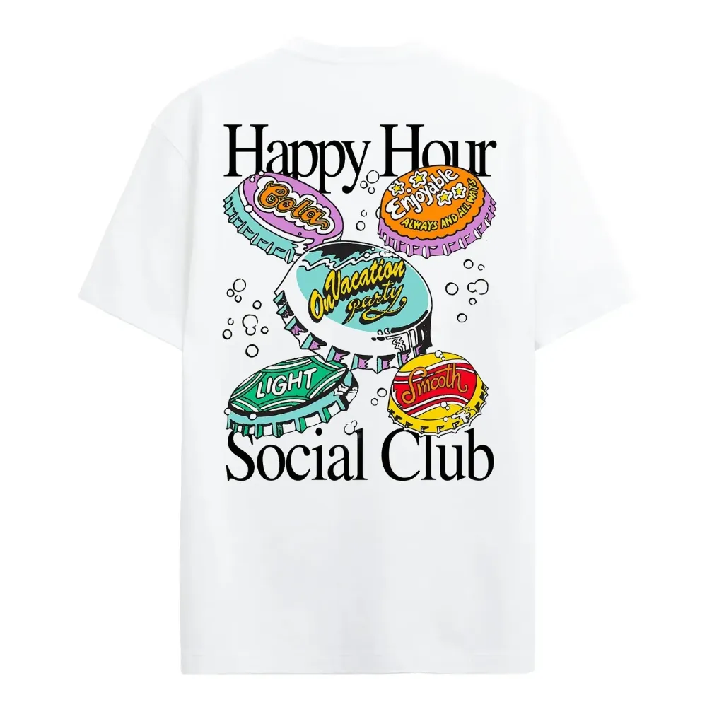 Happy Hour Social Club Tee "White" - OVC-T205-WHT