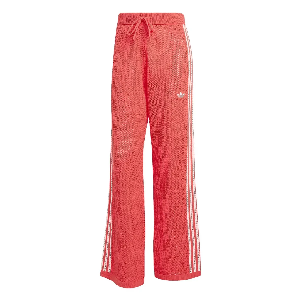 KNITTED CROCHET FIREBIRD TRACK PANTS "Semi Lucid Red" - KC6492