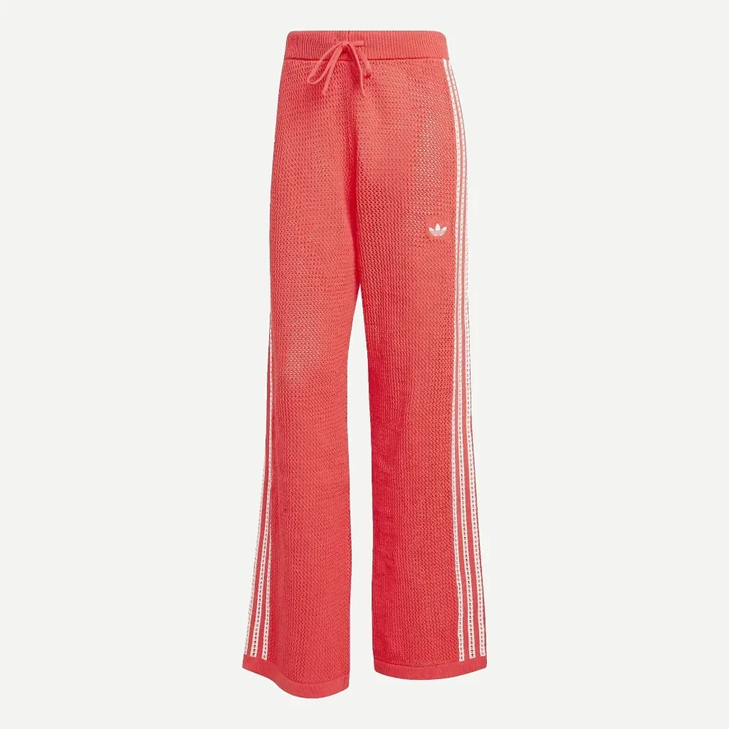 [KC6492] KNITTED CROCHET FIREBIRD TRACK PANTS "Semi Lucid Red" - KC6492 (XS)