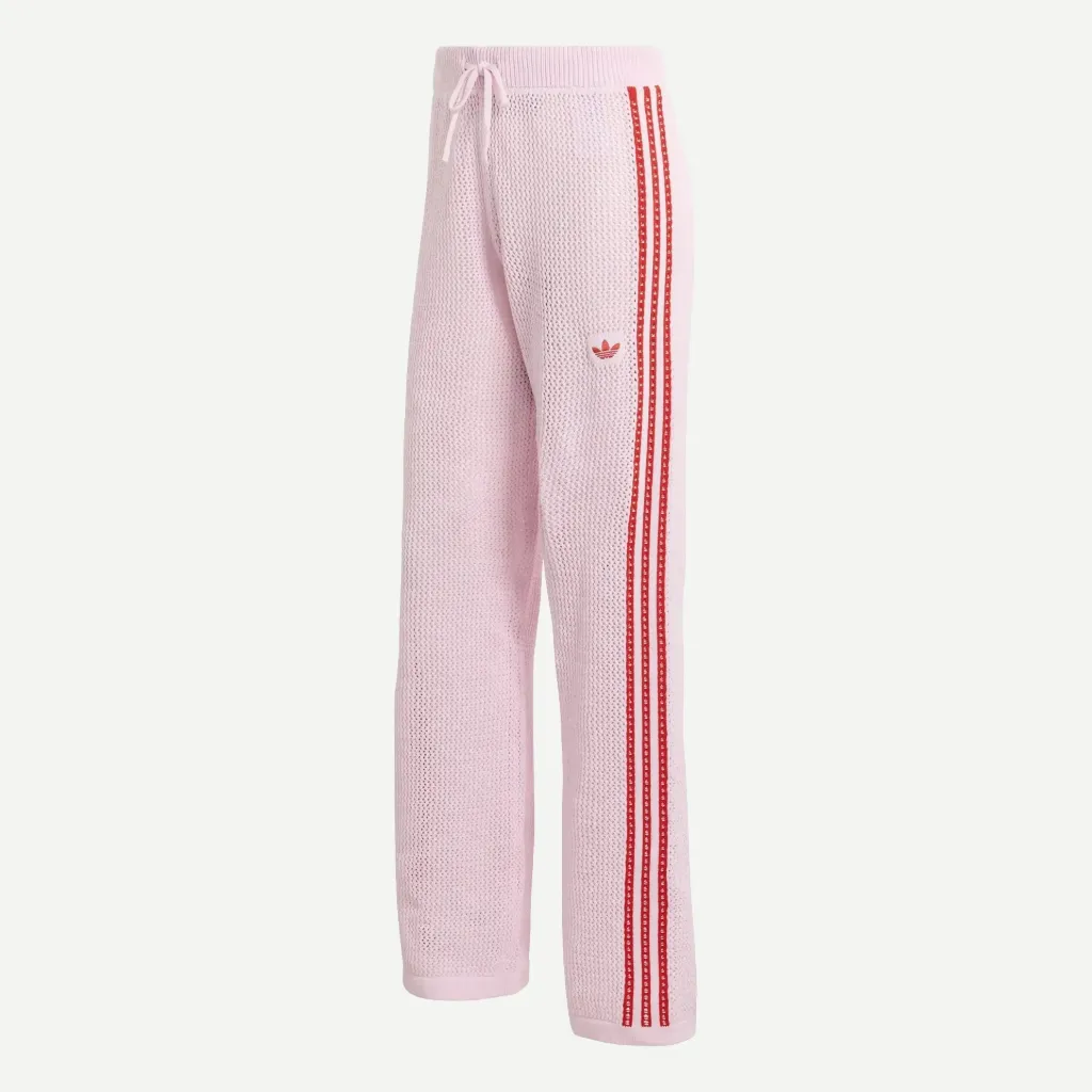 [KQ6659] KNITTED CROCHET FIREBIRD TRACK PANTS "Clear Pink / Red" - KQ6659 (XS)