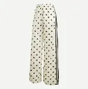 Satin Polka Dots Wide Legs Pant "Off White" - KV1168