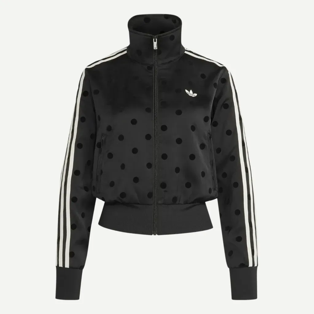[KV1166] Satin Polka Dots FB Track Top "Black" - KV1166 (XS)