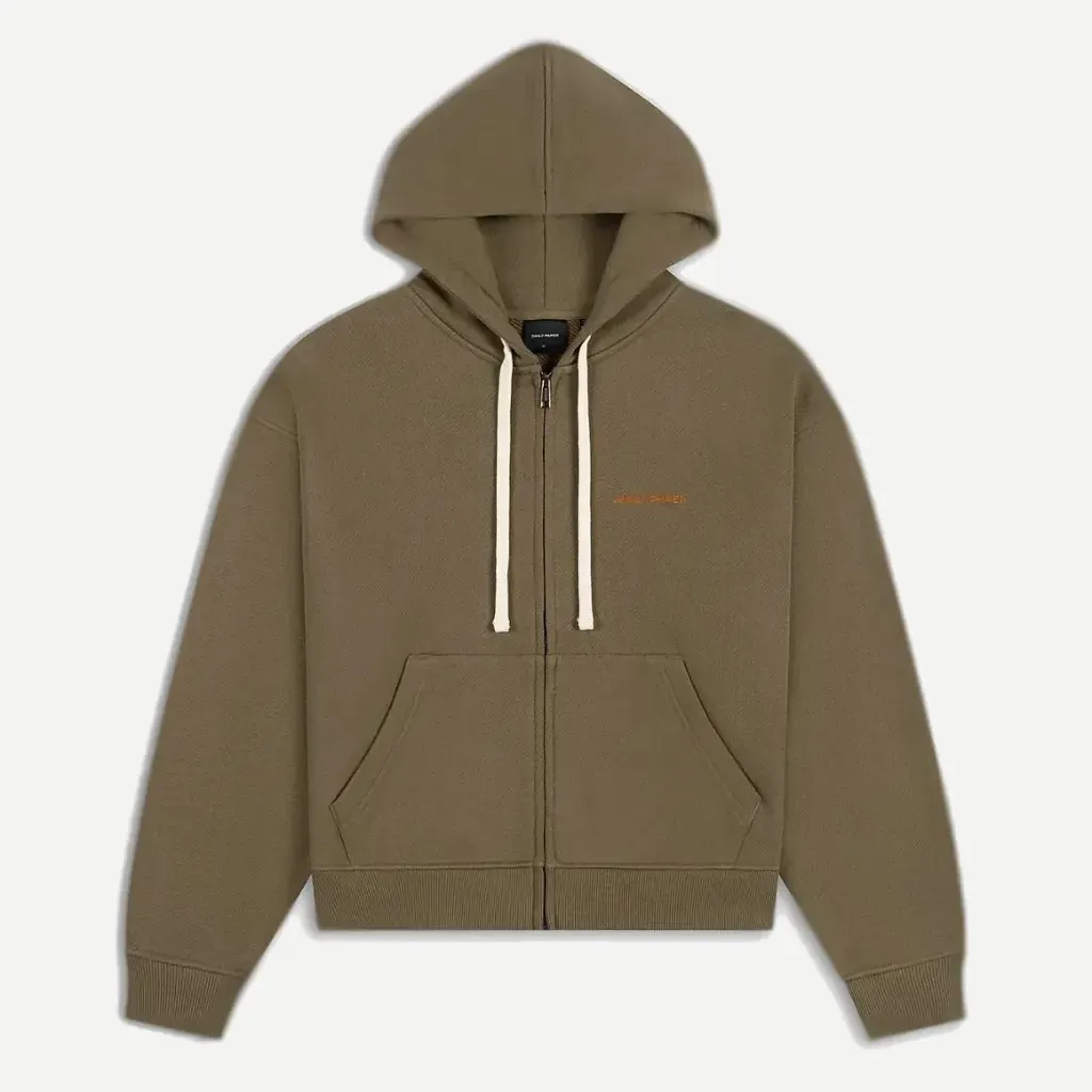 [2610118] Boxy Zip Up Hoodie "Army Green" - 2610118 (XS)