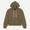 Boxy Zip Up Hoodie "Army Green" - 2610118