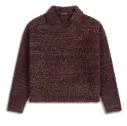 Textured V Neck Knit Sweater "Burgundy" - 2610145