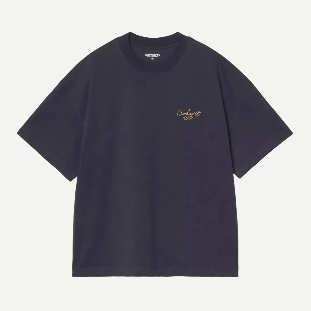S/S Signature Script Tee-Shirt "Dark Navy / WIP Dusty H" - I033828_3Z6_XX