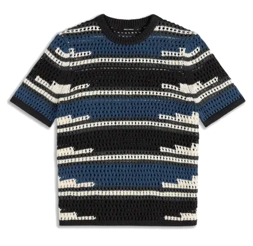 [2610006] Kente Stripe Knit Shirt "Woodland Grey" - 2610006